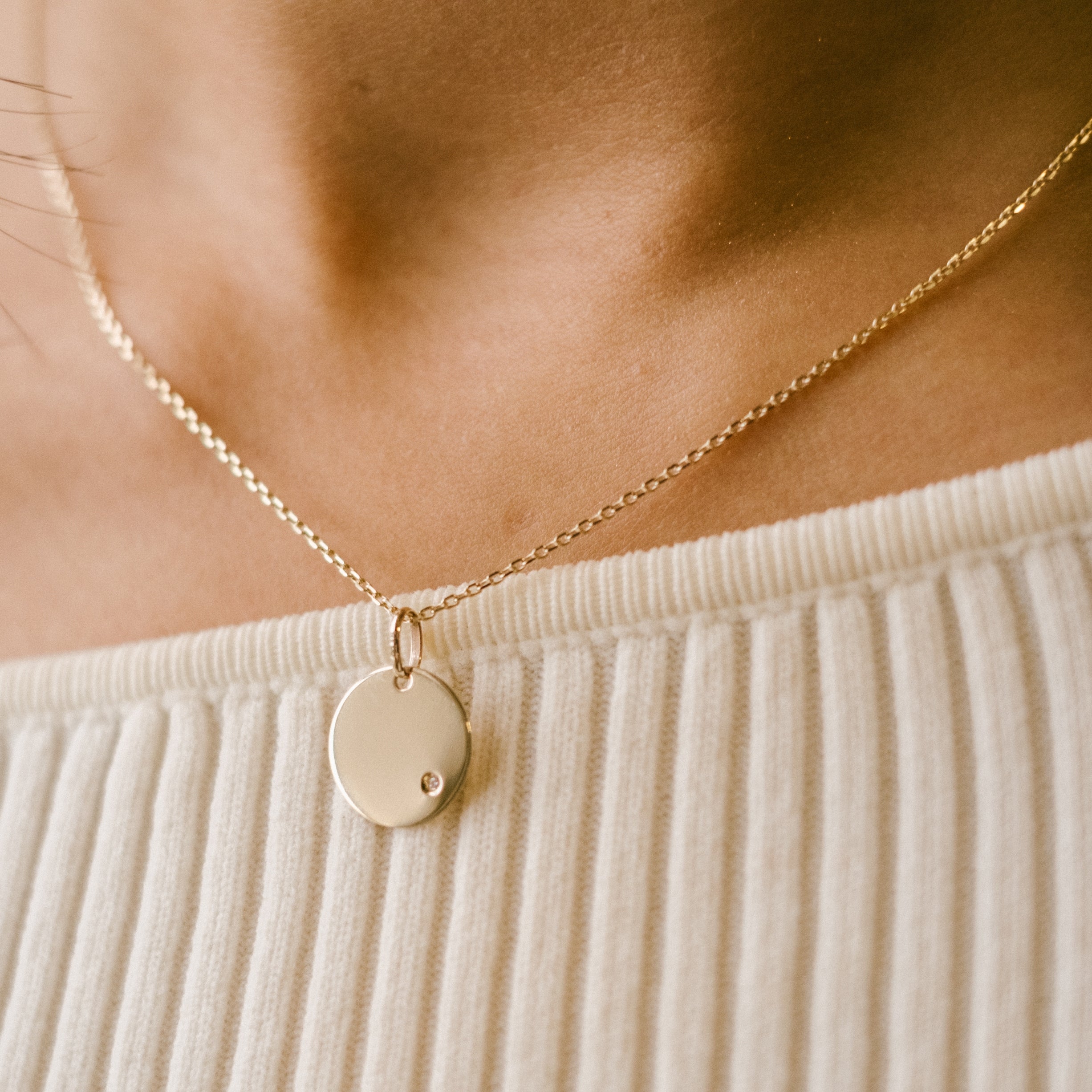 9ct Gold Clean Slate Pendant With Diamond