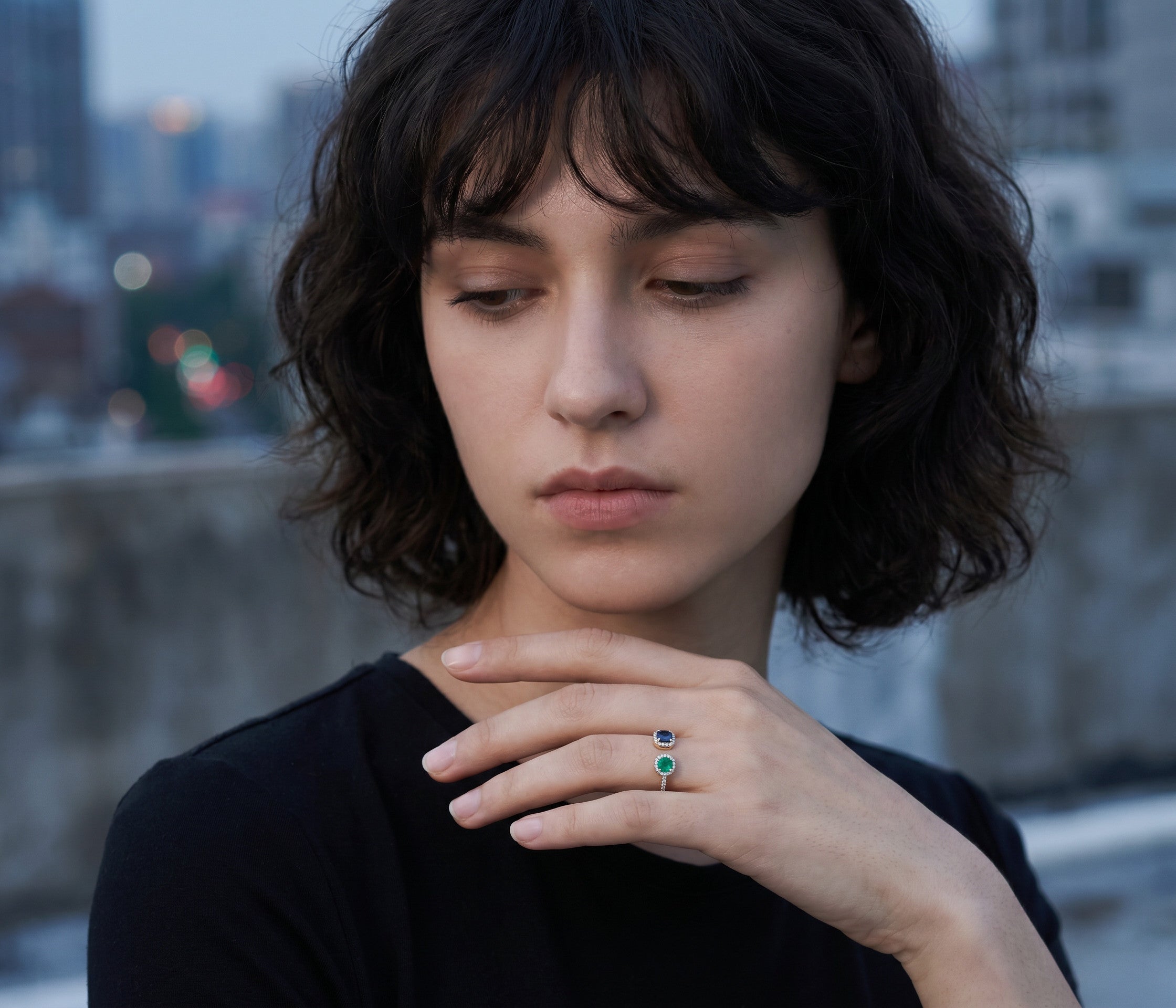The Emerald & Sapphire Open Ring