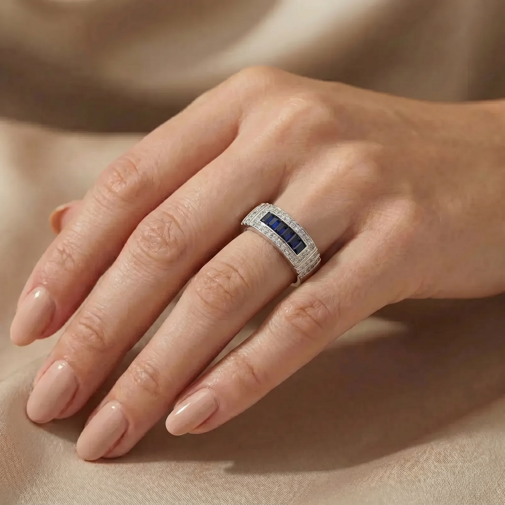 The Linear Sapphire & Diamond Ring