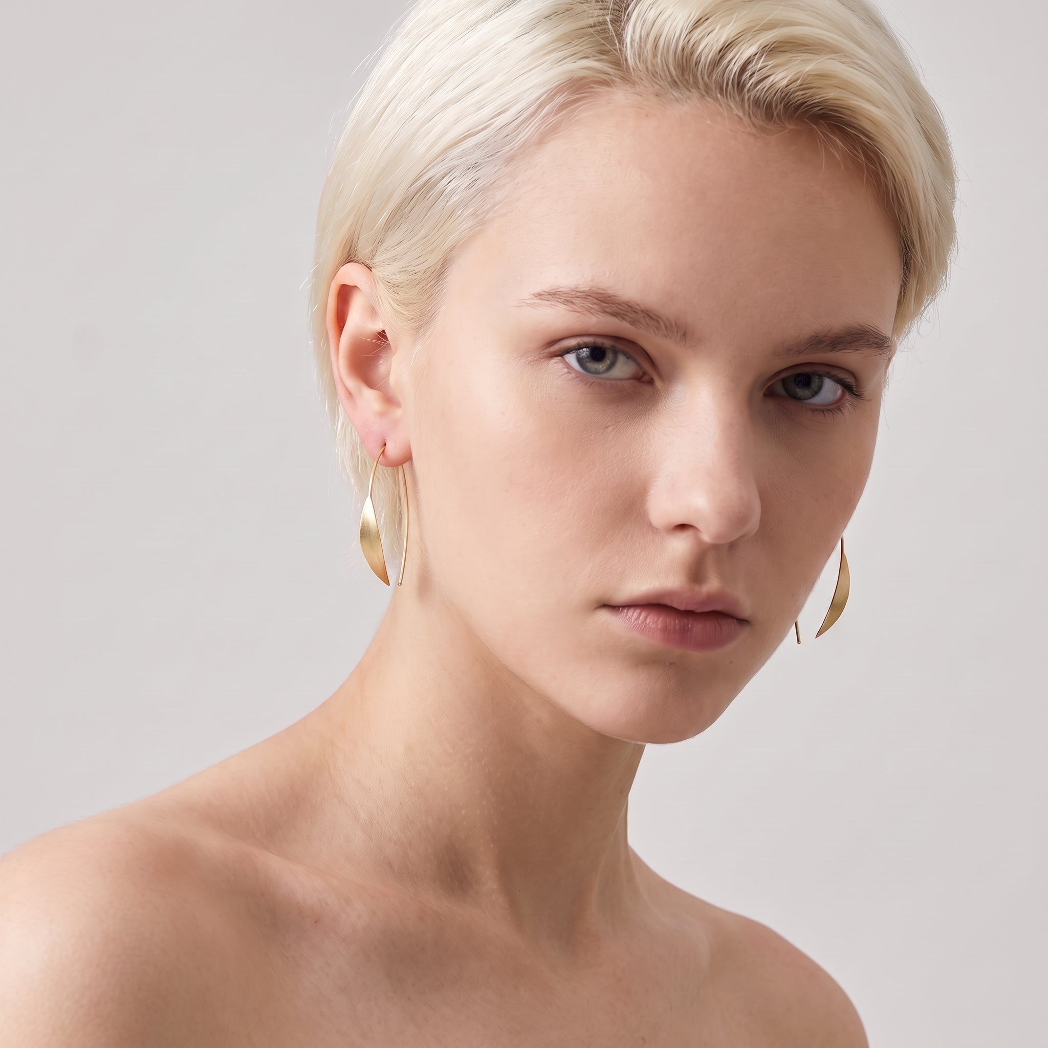 9ct Gold Slim Folded Wing Hook Earrings