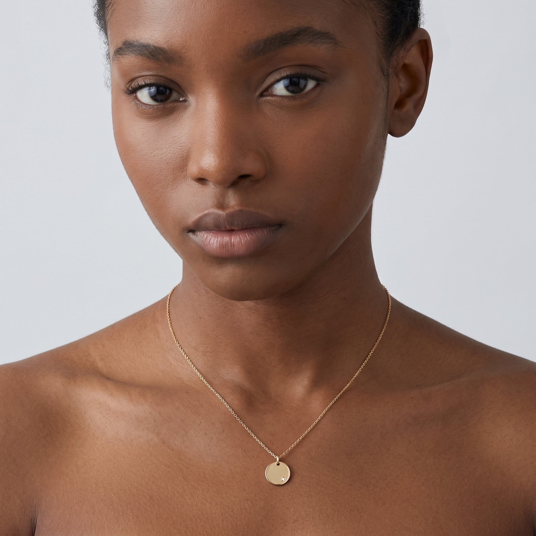 9ct Gold Clean Slate Pendant With Diamond