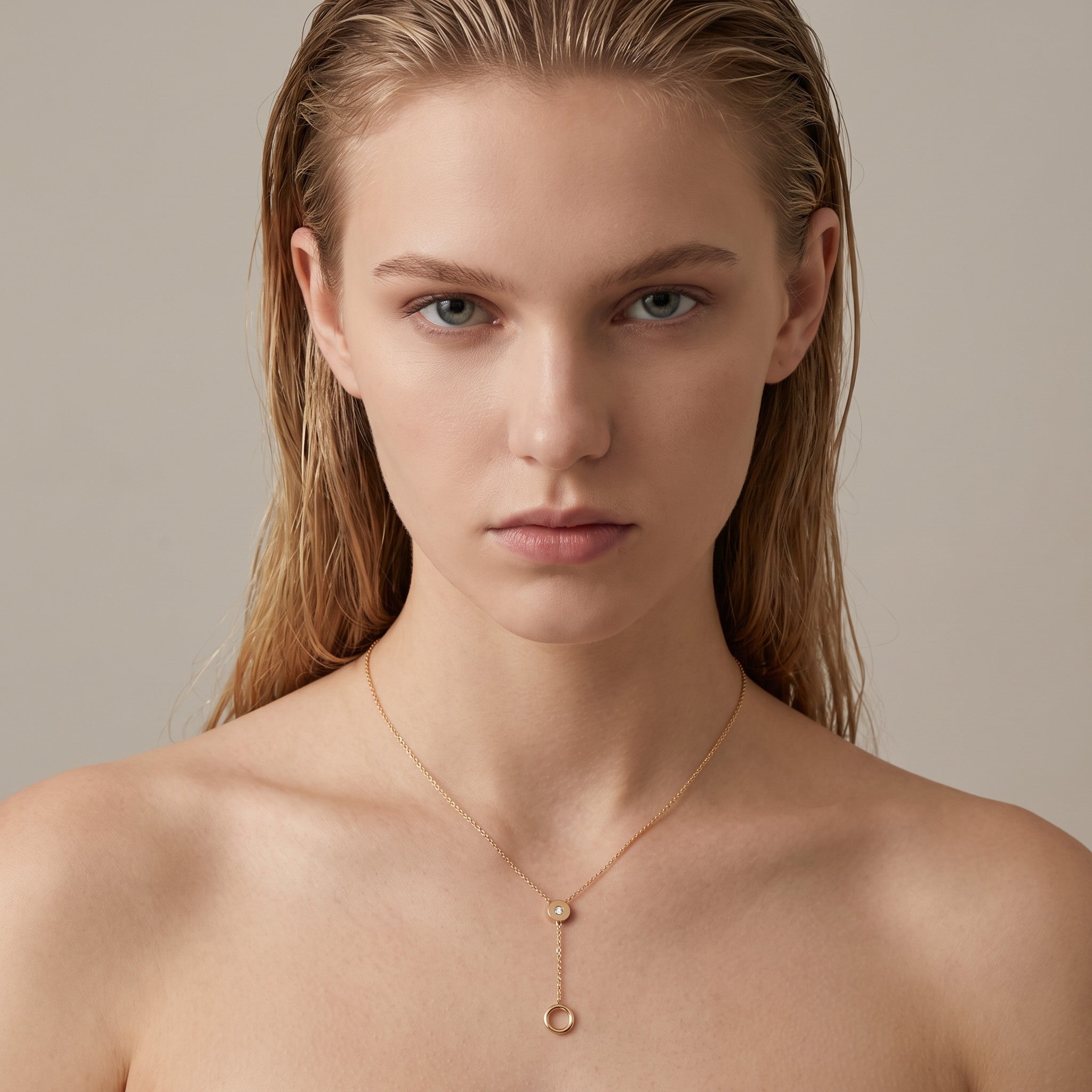 9ct Gold & Diamond Long Drop Necklace