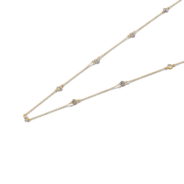 Sterling Silver Stones All Round Necklace with Gold Plating