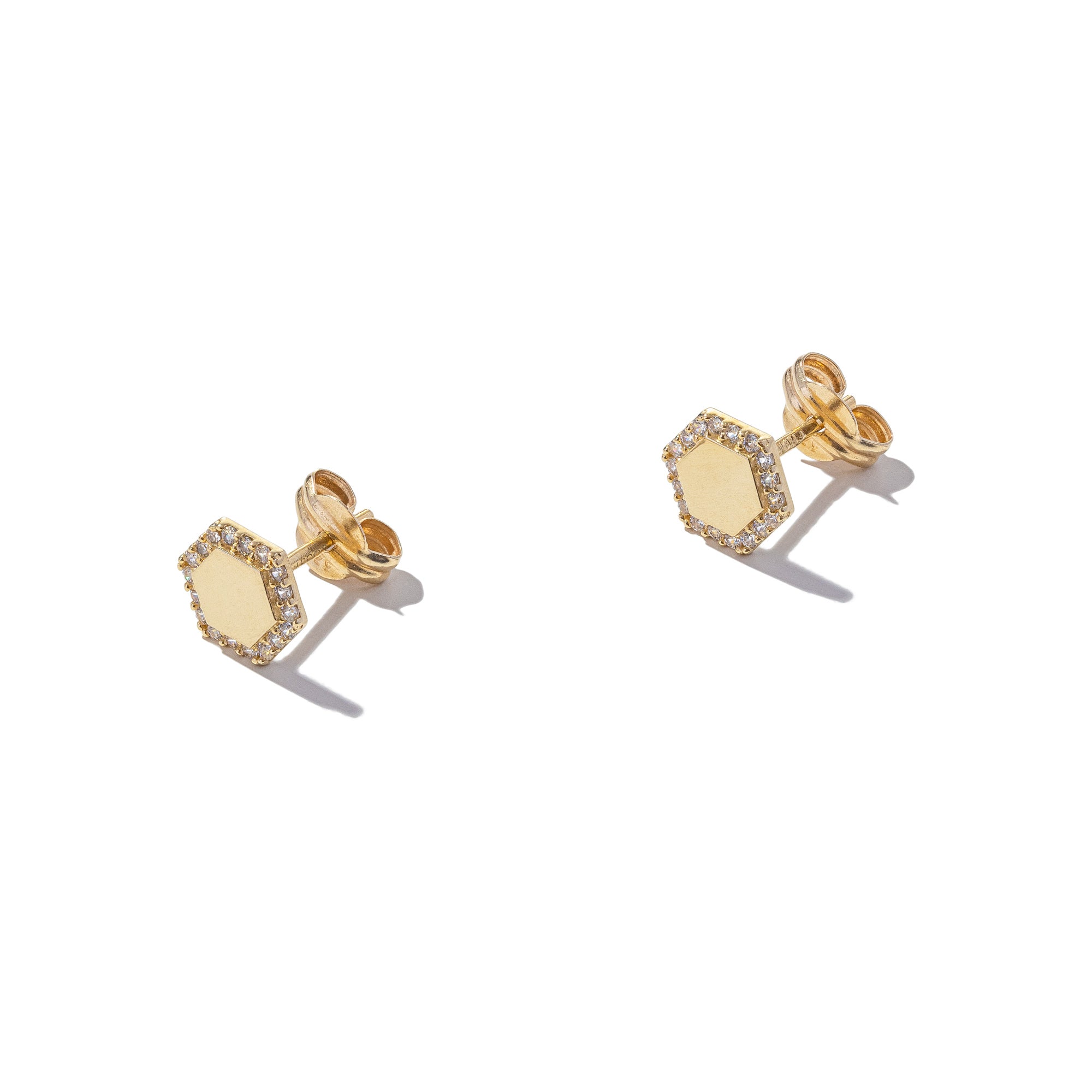 9ct Gold Hexagon Studs