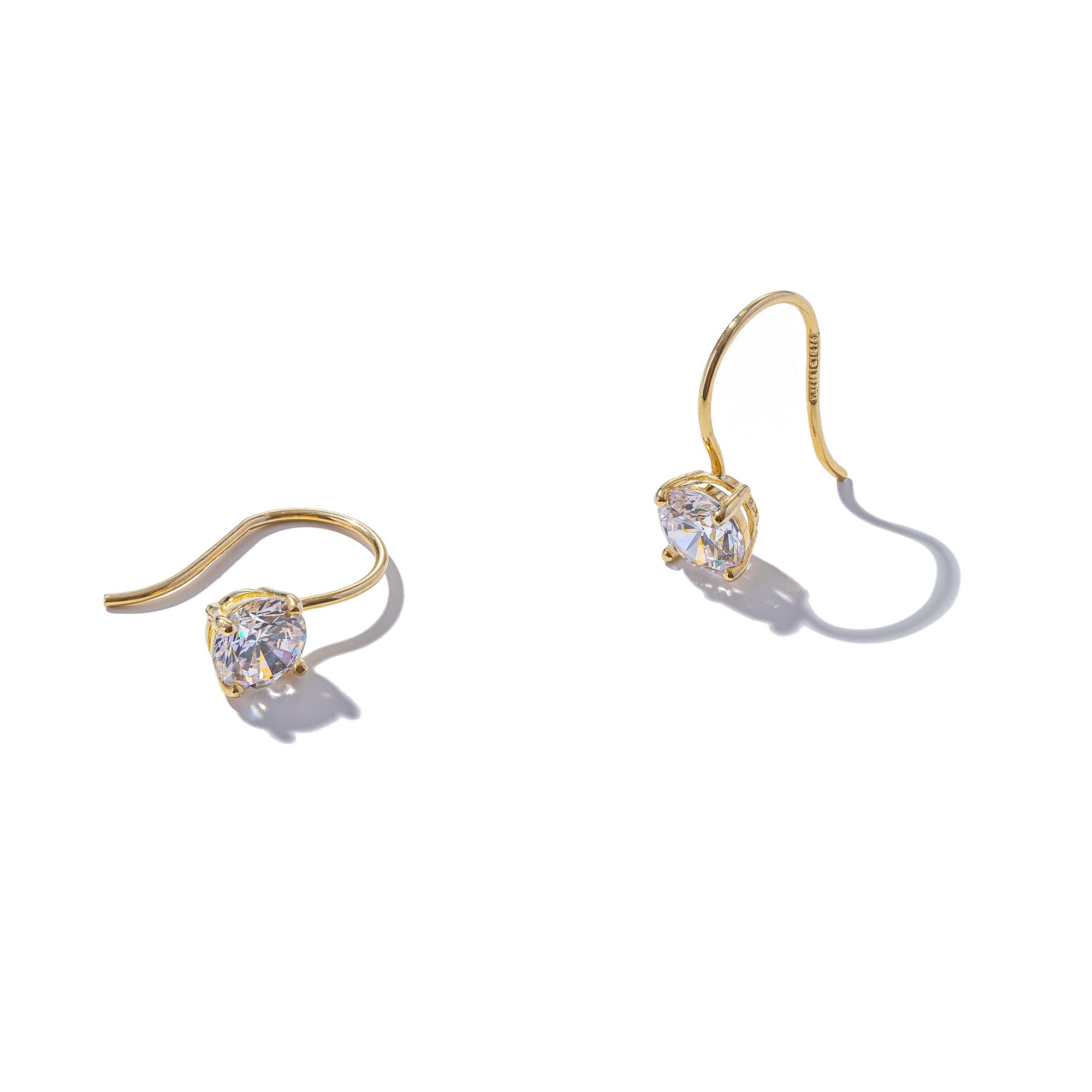 9ct Gold Classic Solitaire Hook Earrings