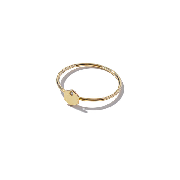 Solid 9ct Gold & Diamond Mini Hexagon Ring